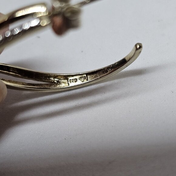 925 Sterling Silver Vermeil - Natural Diamond Crossover Semi Hoop Earrings - Picture 3 of 12